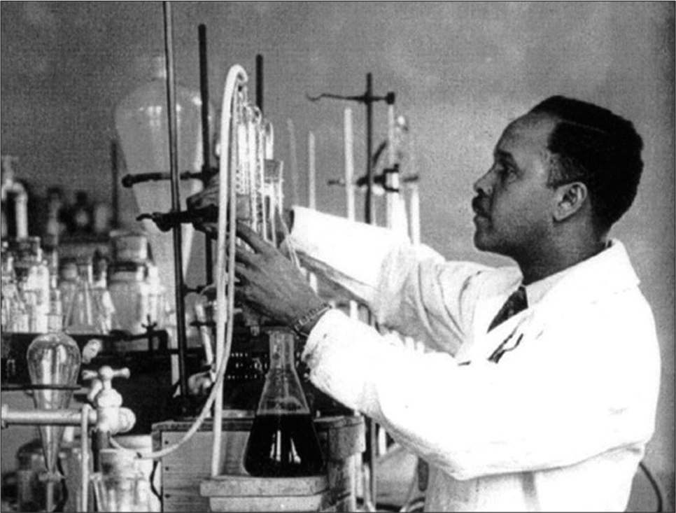 Dr. Percy Julian in his chemistry laboratory (courtesy of sciencehistory.org, Philadelphia, PA).