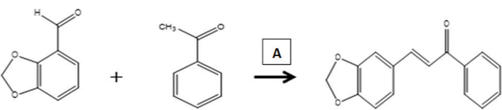 Scheme for the synthesis of piperonal substituted chalcones Key: A=40% sodium hydroxide.